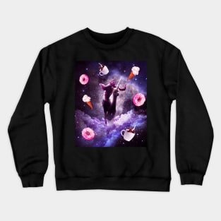 Outer Space Sloth Riding Alpaca Unicorn - Donut Crewneck Sweatshirt